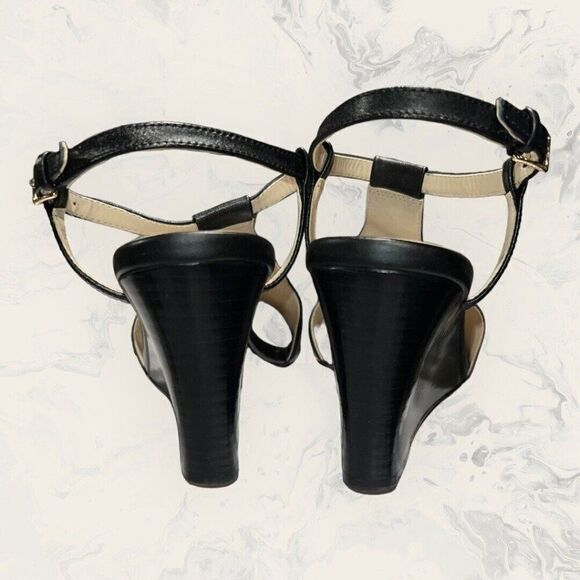 Cole Haan Black Wedge Sandals 7B - Picture 4 of 9